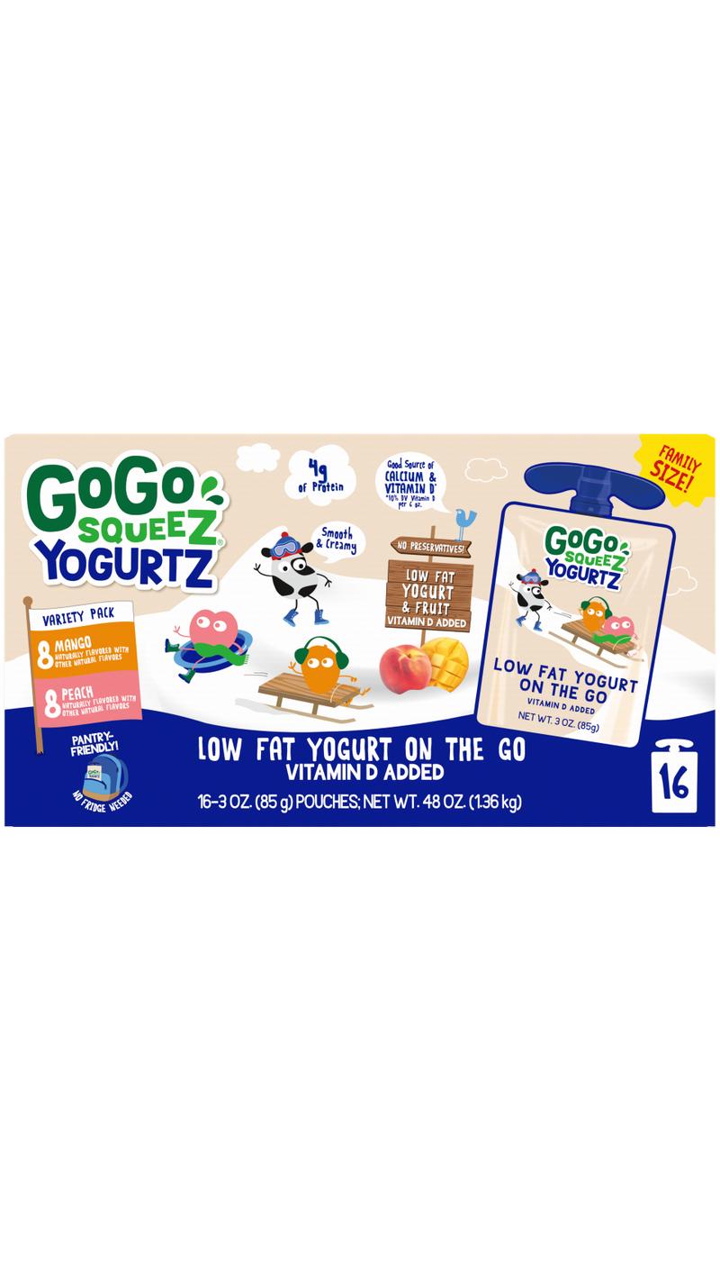 GoGo squeeZ Yogurtz Peach & Mango Variety Pack Pouches; image 1 of 2