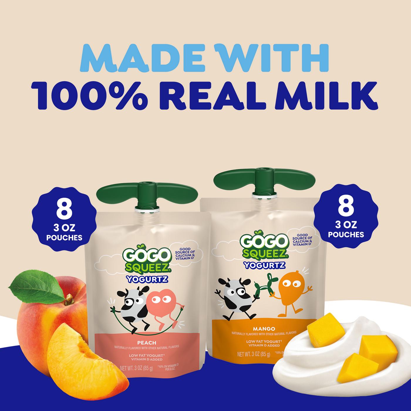 GoGo squeeZ yogurtZ Low Fat Mango/Peach Yogurt Variety Pack Snack Pouches; image 4 of 8