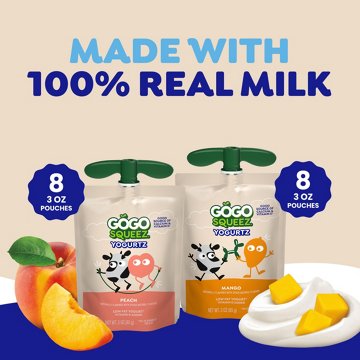 GoGo squeeZ yogurtZ Low Fat Mango/Peach Yogurt Variety Pack Snack Pouches, 16 ct