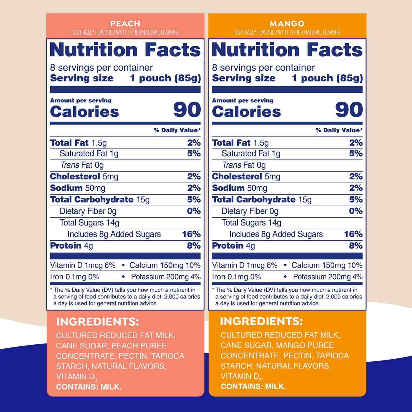 GoGo squeeZ yogurtZ Low Fat Mango/Peach Yogurt Variety Pack Snack Pouches; image 6 of 8