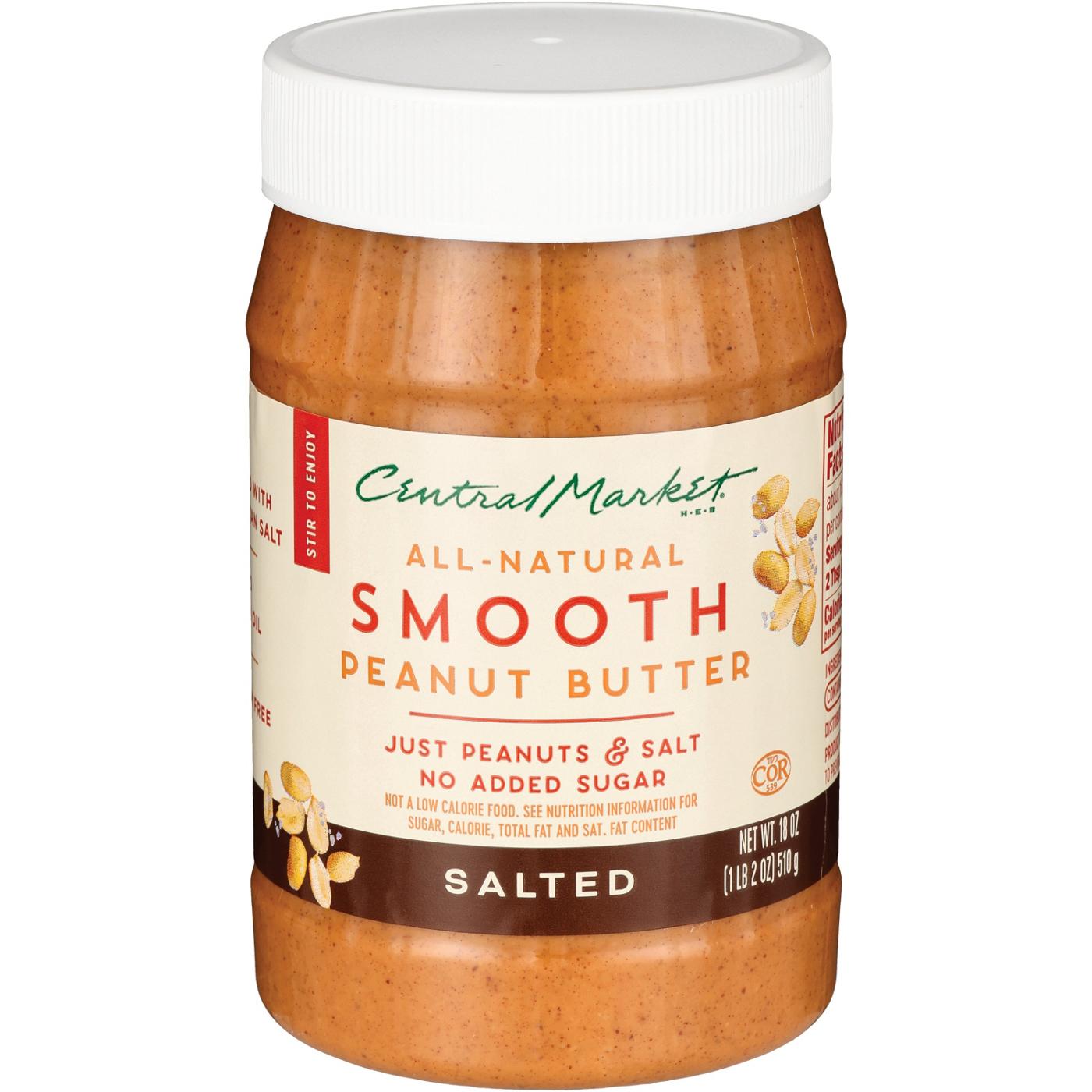 Central Market All-Natural Smooth Peanut Butter - Salted; image 2 of 2
