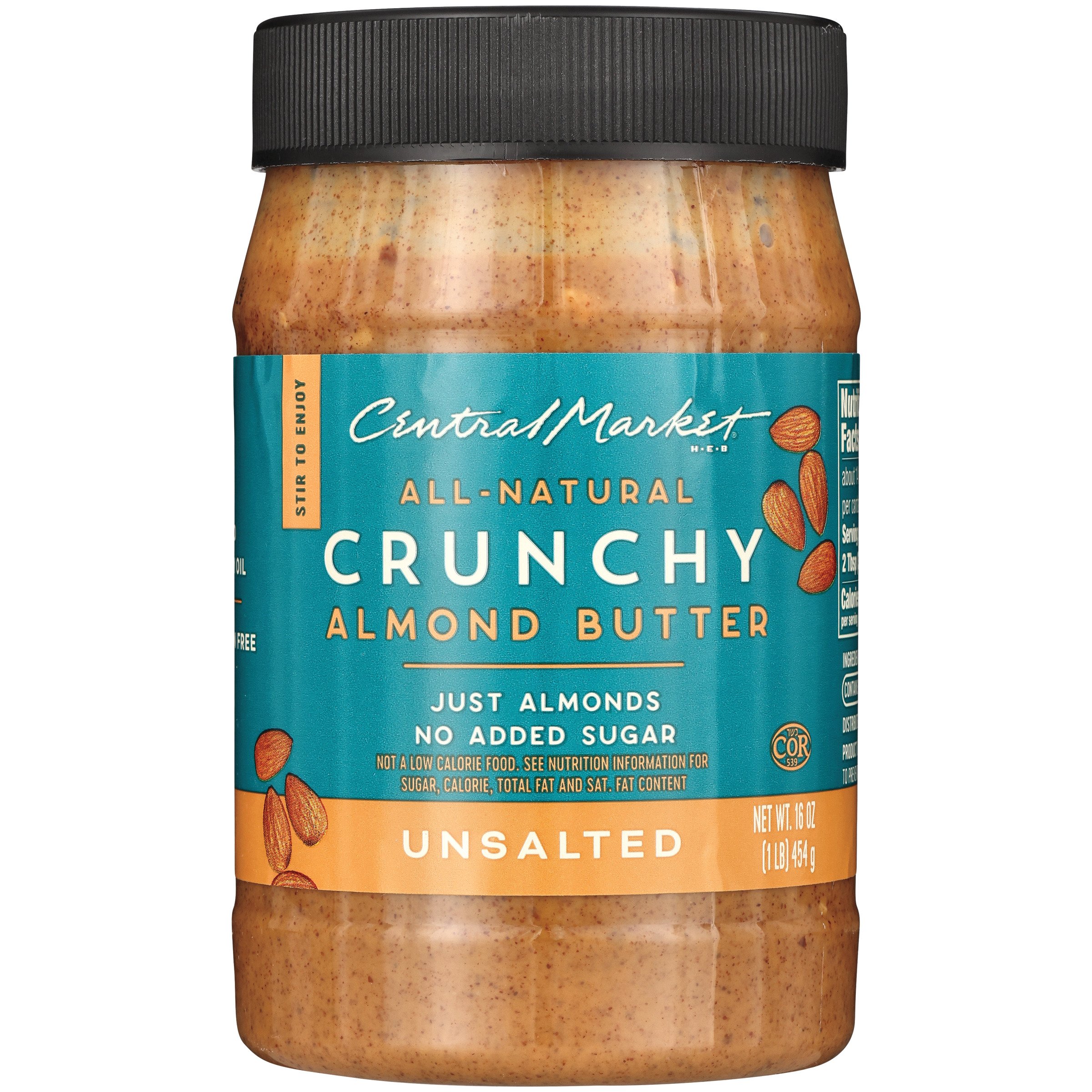 Central Market All-Natural Crunchy Almond Butter – Unsalted - Shop Peanut  Butter at H-E-B