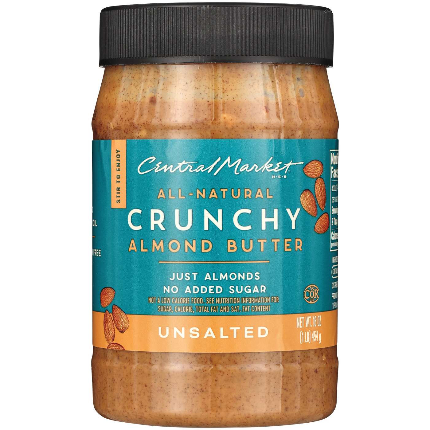 Central Market All-Natural Crunchy Almond Butter – Unsalted; image 1 of 2