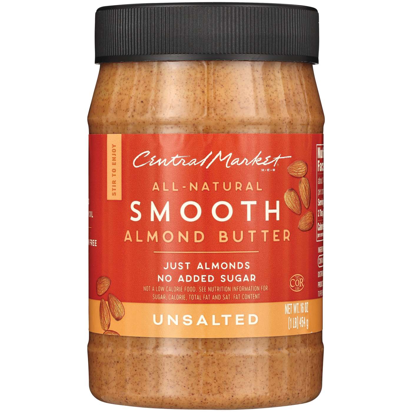 Central Market All-Natural Smooth Almond Butter – Unsalted; image 1 of 2
