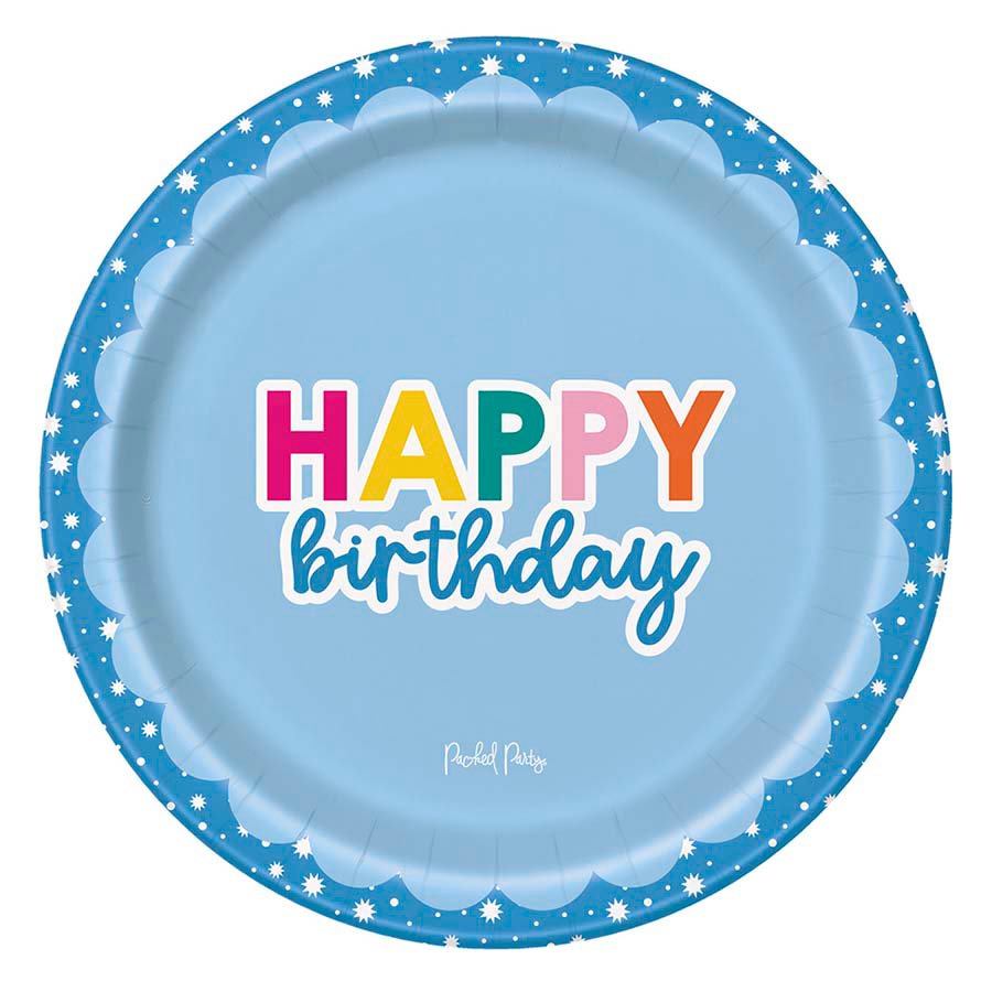 Packed Party Happy Birthday Paper Plates Blue, 7" Shop Plates