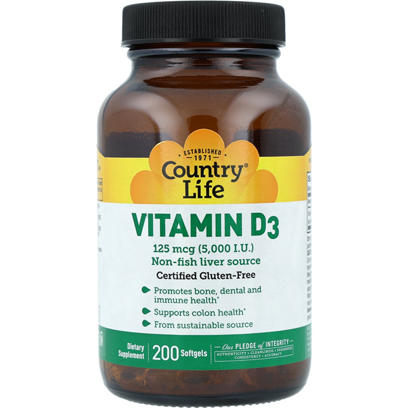 Country Life Vitamins Vitamin D3 Softgels, 200 ct