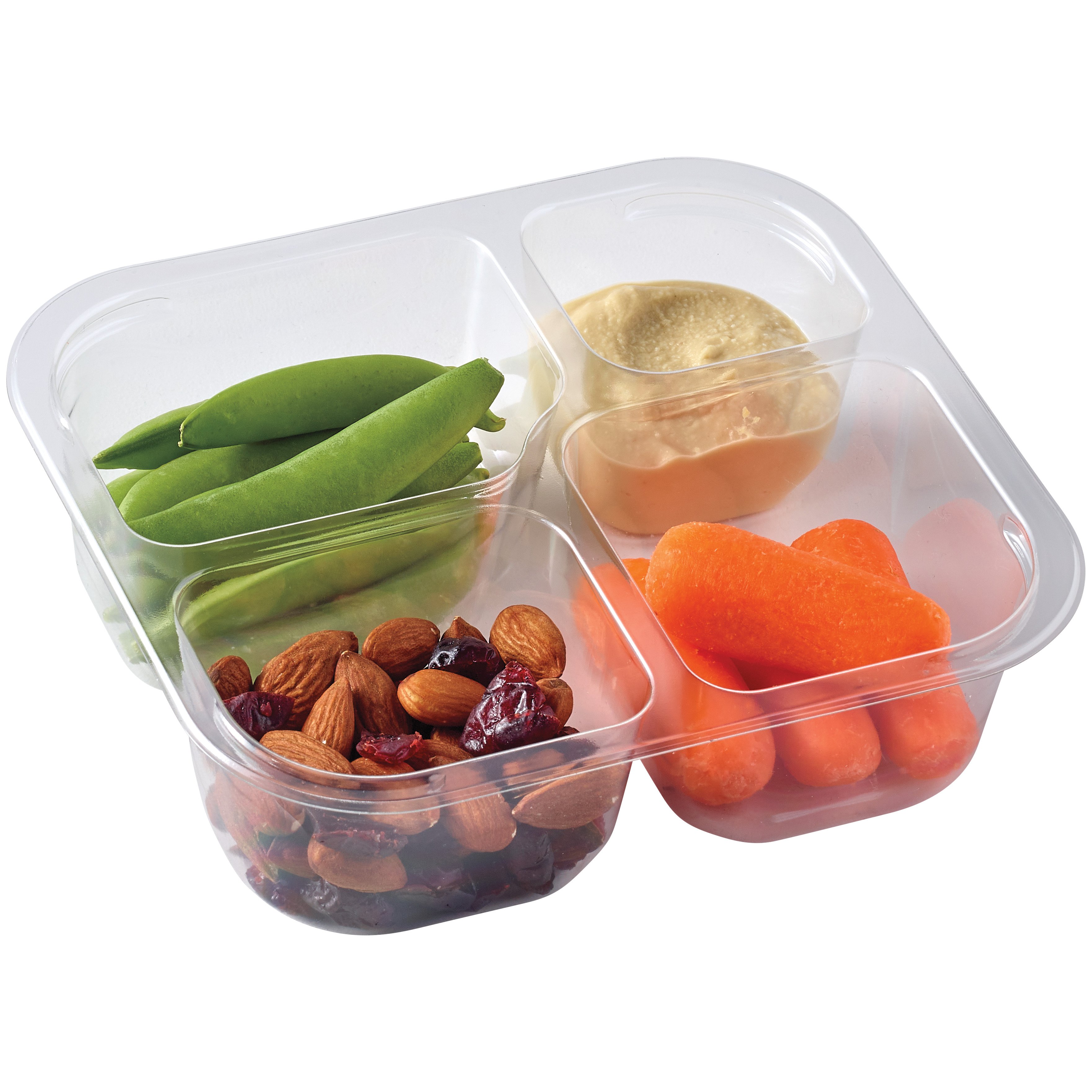 Meal Simple by H-E-B Snack Tray - Sugar Snap Peas, Carrots, Almonds, Hummus  & Trail Mix - Shop Snack Trays at H-E-B