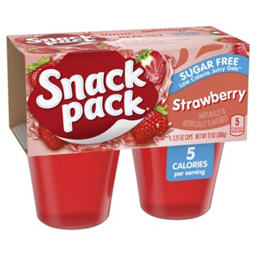 Snack Pack Sugar Free Strawberry Gel Cups, 4 ct
