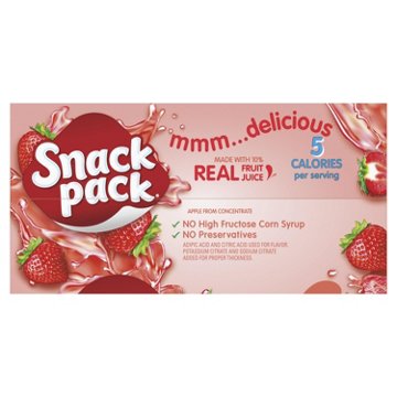 Snack Pack Sugar Free Strawberry Gel Cups, 4 ct