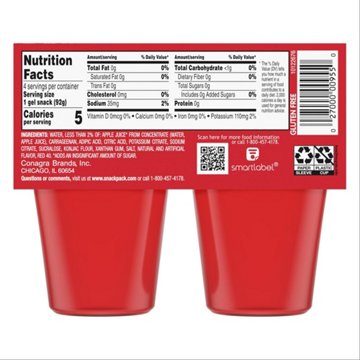 Snack Pack Sugar Free Strawberry Gel Cups, 4 ct