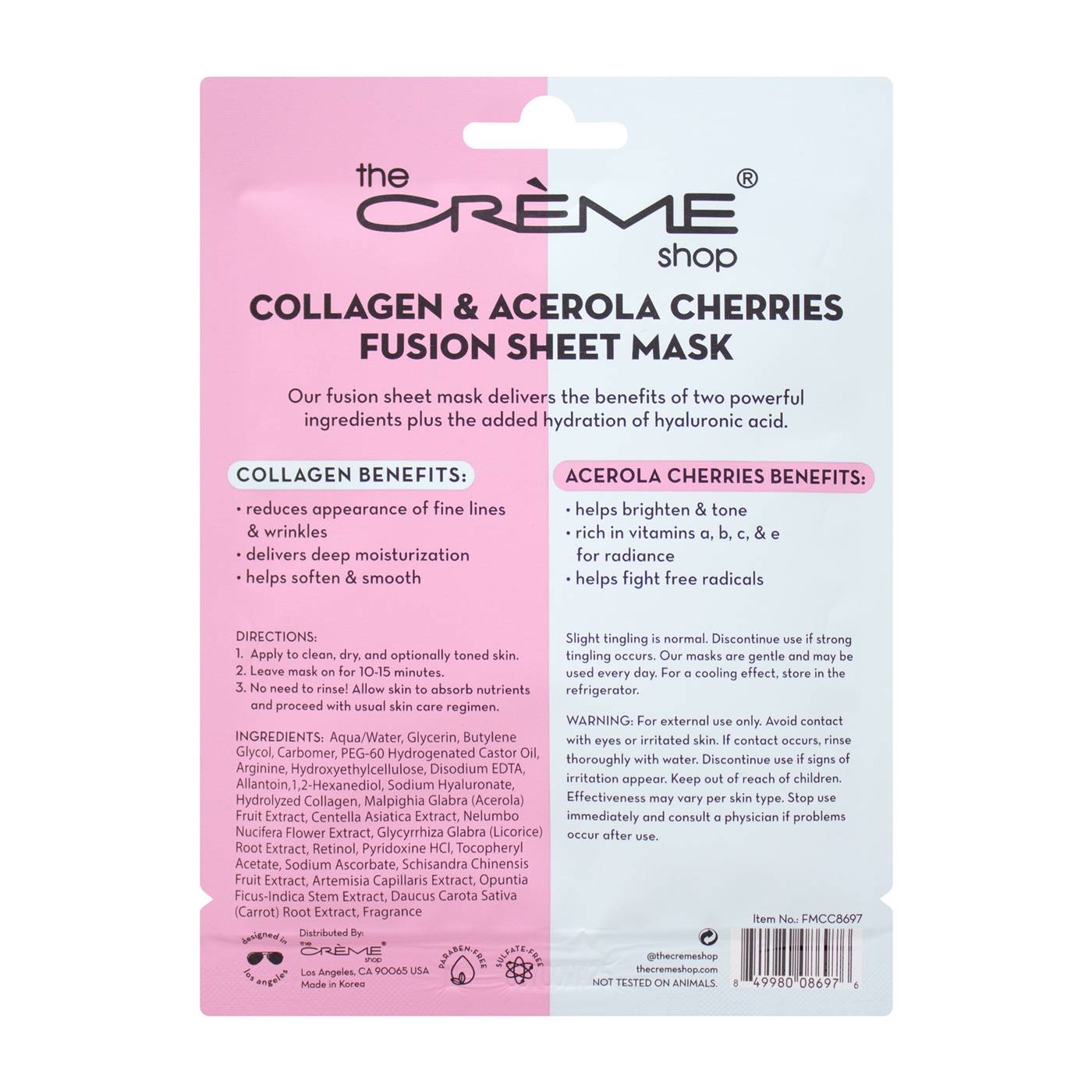 The Crème Shop Fusion Sheet Mask - Collagen & Acerola Cherries; image 2 of 2