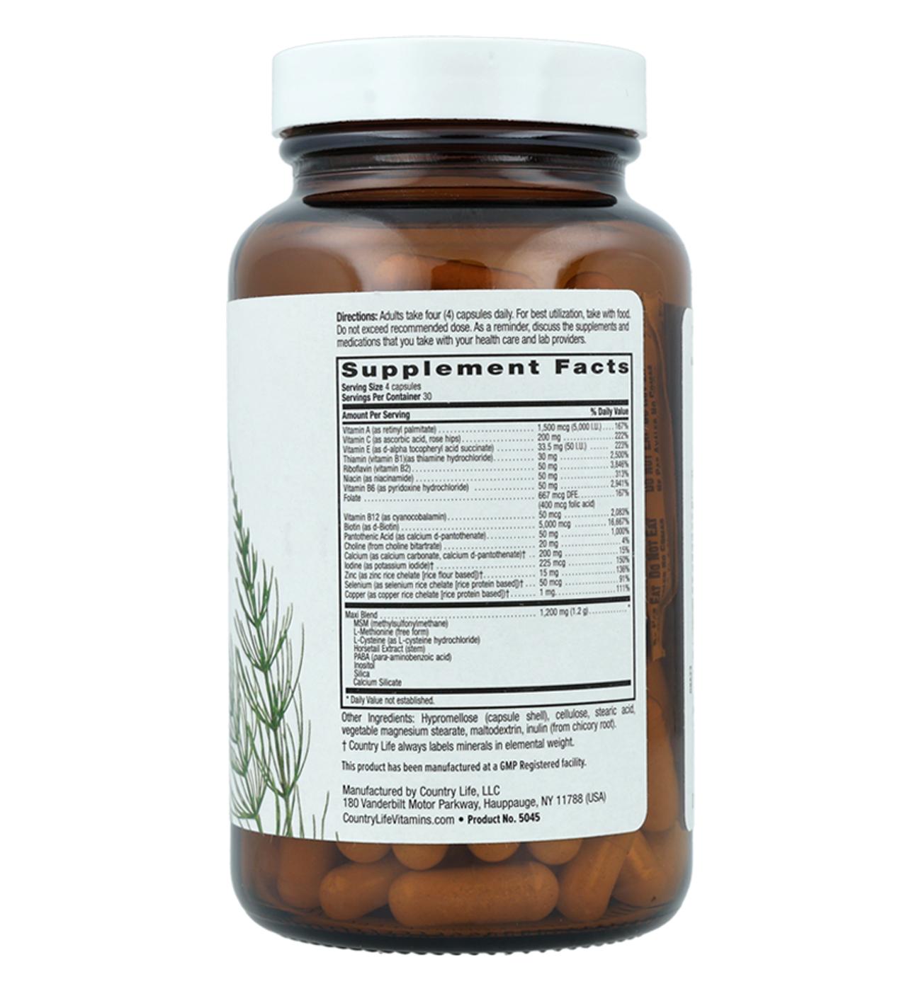 Country Life Vitamins Maxi-Hair Plus Skin & Nails Vegetarian Capsules; image 3 of 4