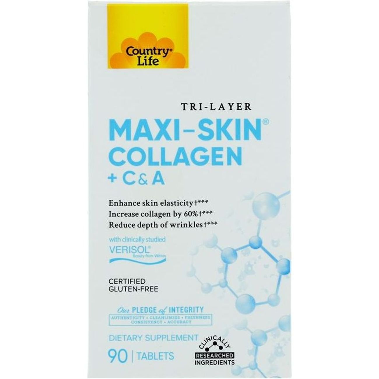 Country Life Maxi-Skin Collagen + C & A Tablets, 90 ct