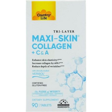 Country Life Maxi-Skin Collagen + C & A Tablets, 90 ct