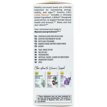 Country Life Vitamins Libido Rescue Vegetarian Capsules, 60 ct