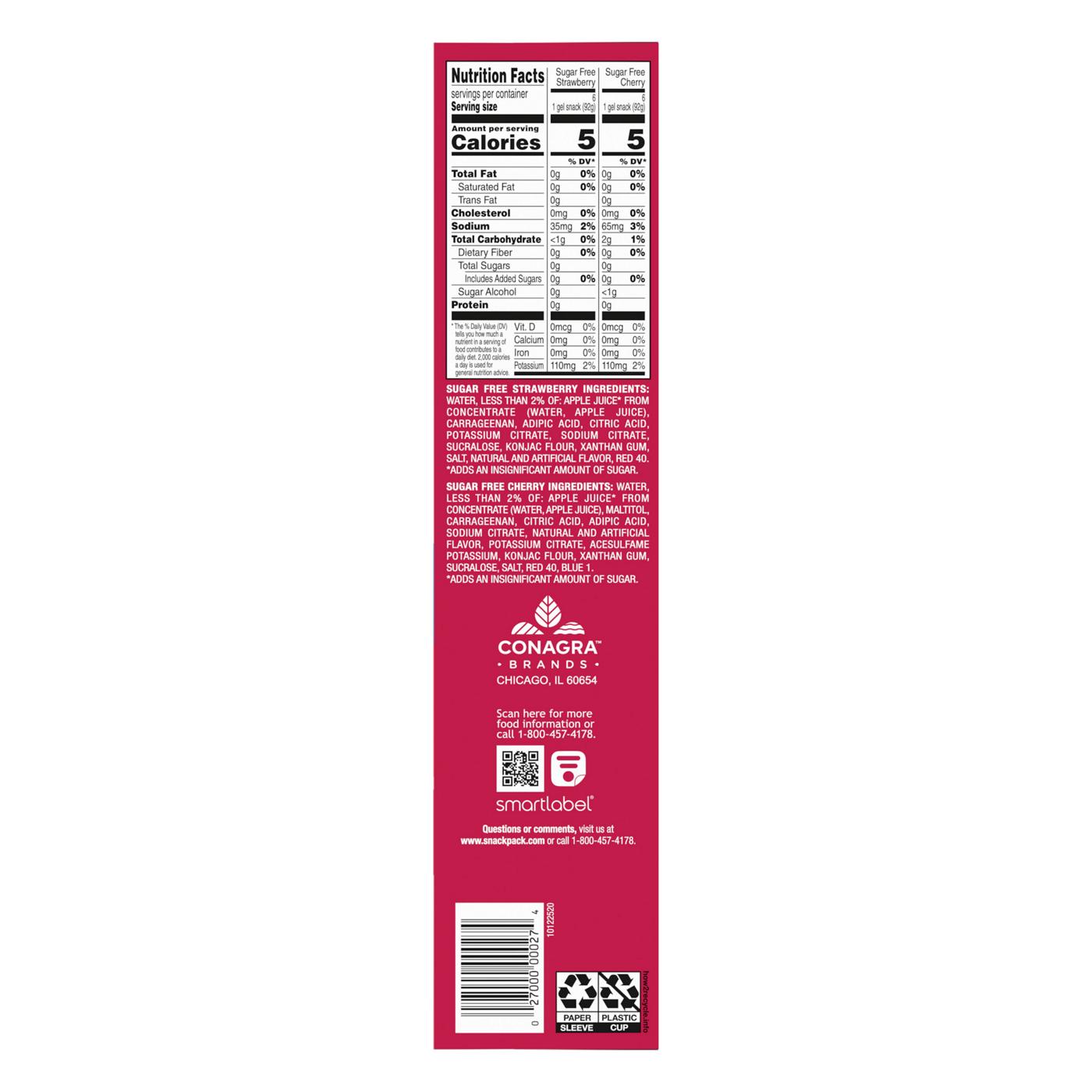Snack Pack Sugar Free Strawberry & Cherry Gel Cups; image 2 of 2