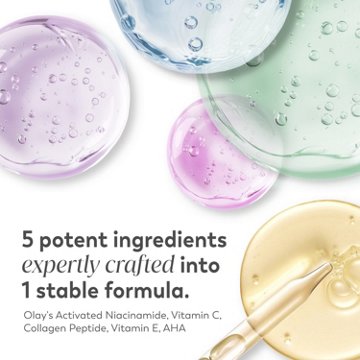 Olay Super Serum - Niacinamide, Vitamin C & E, Collagen Peptide, AHA - 5-in-1 Skin Care Benefits for Face, 1 oz