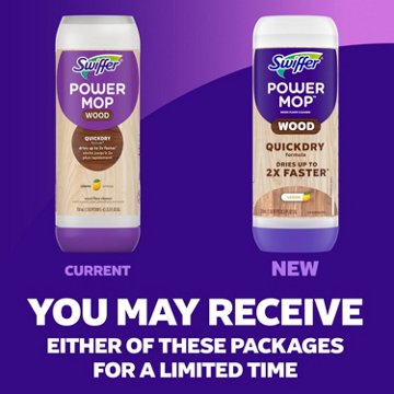 Swiffer Power Mop Wood Refill Solution QuickDry Hardwood Floor Cleaner - Lemon Scent, 25.3 oz