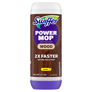 Swiffer Power Mop Wood Refill Solution QuickDry Hardwood Floor Cleaner - Lemon Scent, 25.3 oz