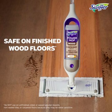 Swiffer Power Mop Wood Refill Solution QuickDry Hardwood Floor Cleaner - Lemon Scent, 25.3 oz