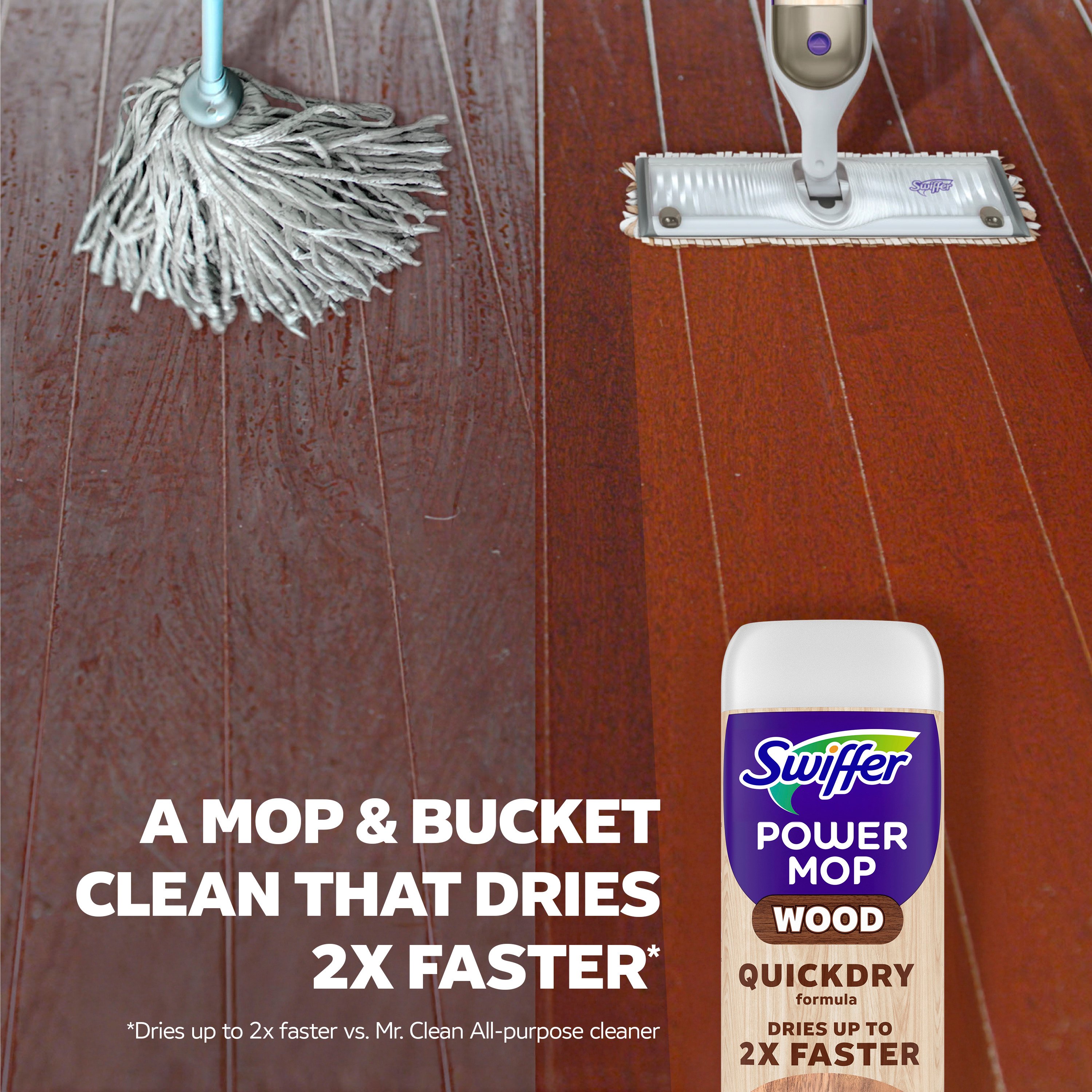 Swiffer Power Mop Wood Refill Solution QuickDry Hardwood Floor