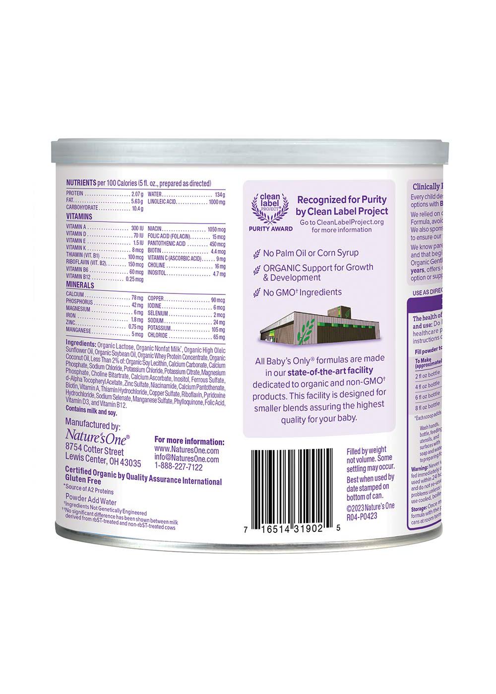 Baby's Only Organic Gentle Milk-Based Powder Infant Formula with Iron; image 3 of 3