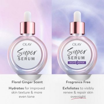Olay Super Serum Night Repair, Fragrance-Free - Niacinamide, Peptide, Salicylic & Lactic Acid, Glycerin- 5-in-1 Skin Care Benefits, 1.0 oz