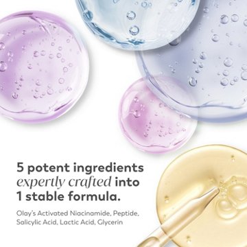 Olay Super Serum Night Repair, Fragrance-Free - Niacinamide, Peptide, Salicylic & Lactic Acid, Glycerin- 5-in-1 Skin Care Benefits, 1.0 oz