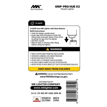 MK Lighter Grip-Pro Hue Pocket Lighter - Assorted, 2 pk