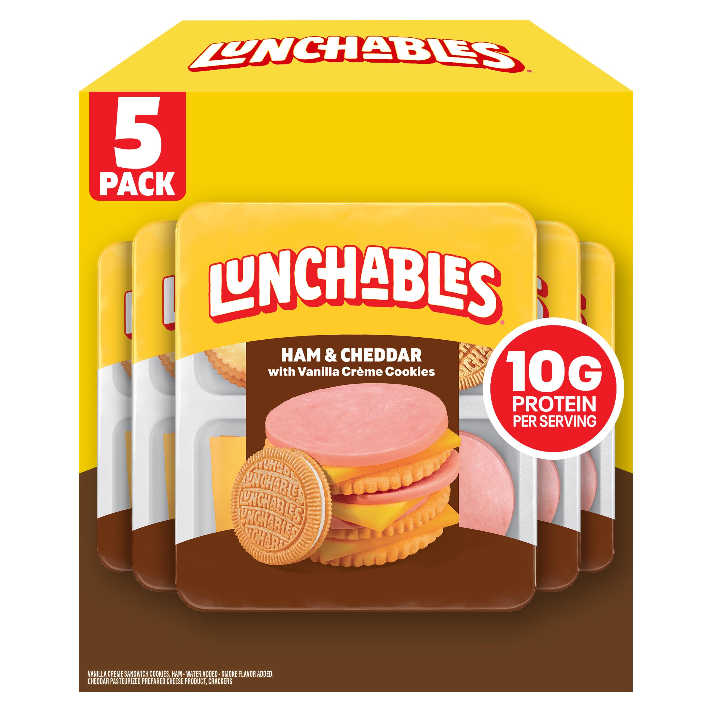 Lunchables Ham & Cheddar With Vanilla Creme Cookies, 5 Ct Pack, 3.5 Oz s, 17.5 oz