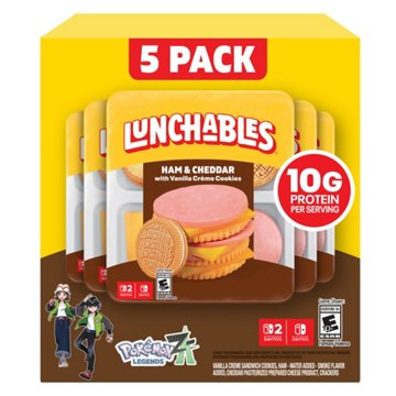 Lunchables Ham & Cheddar With Vanilla Creme Cookies, 5 Ct Pack, 3.5 Oz s, 17.5 oz