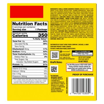 Lunchables Ham & Cheddar With Vanilla Creme Cookies, 5 Ct Pack, 3.5 Oz s, 17.5 oz