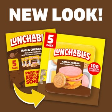 Lunchables Ham & Cheddar With Vanilla Creme Cookies, 5 Ct Pack, 3.5 Oz s, 17.5 oz