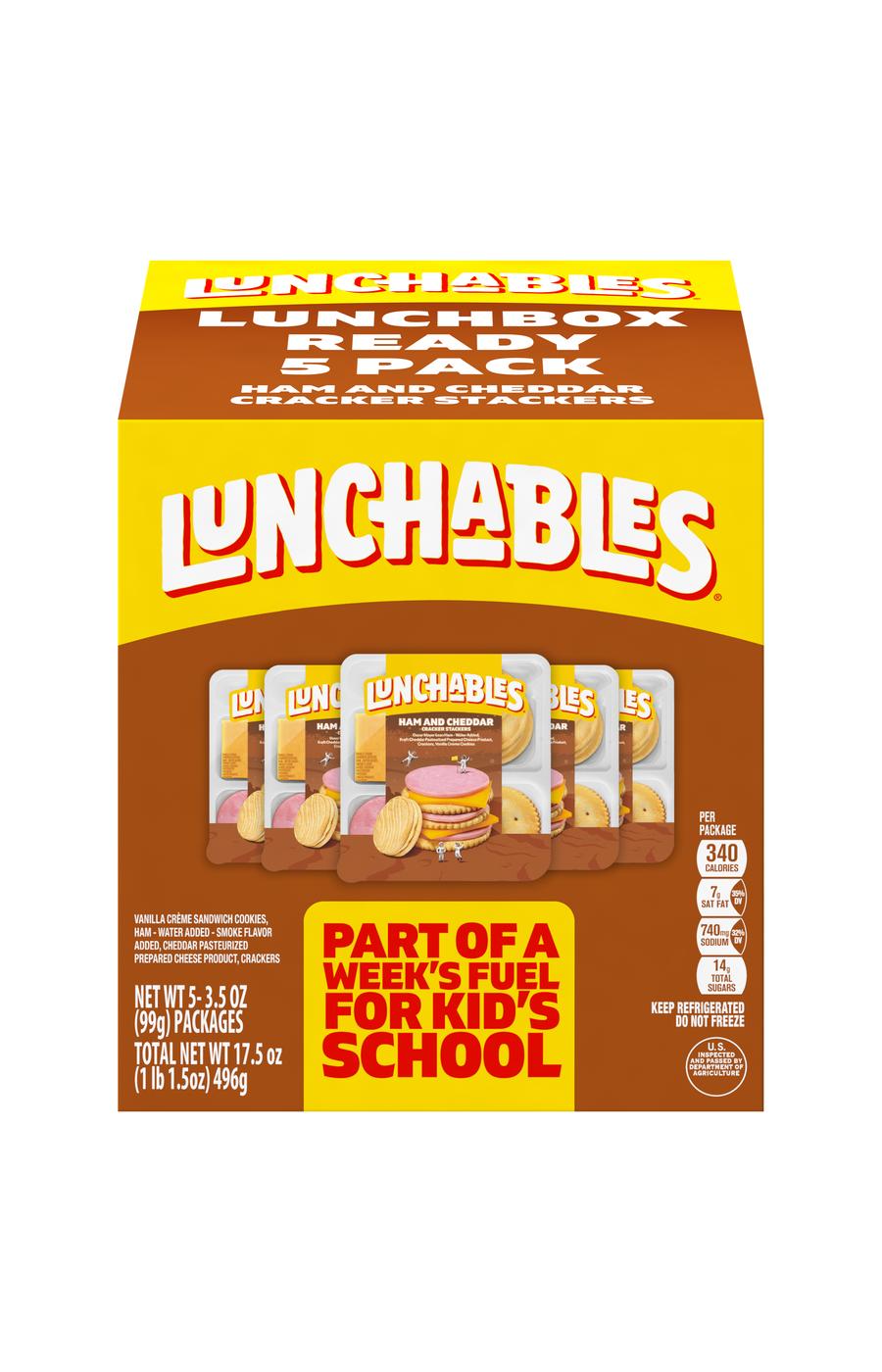 Lunchables Snack Kit Trays - Ham & Cheddar Cheese Cracker Stackers with Vanilla Cookies; image 5 of 6