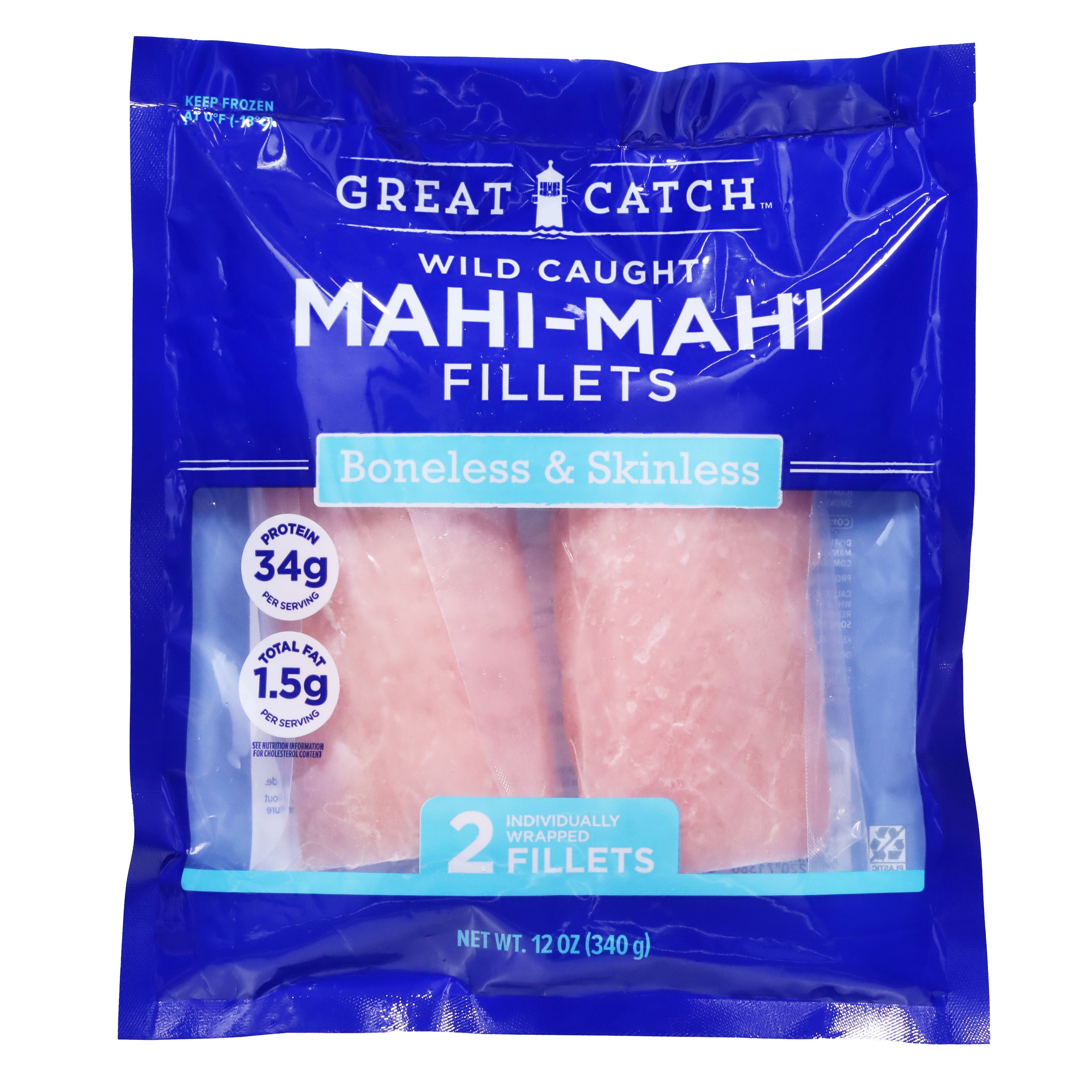 Great Catch Frozen Wild Caught Boneless Mahi-Mahi Fillets, 12 oz