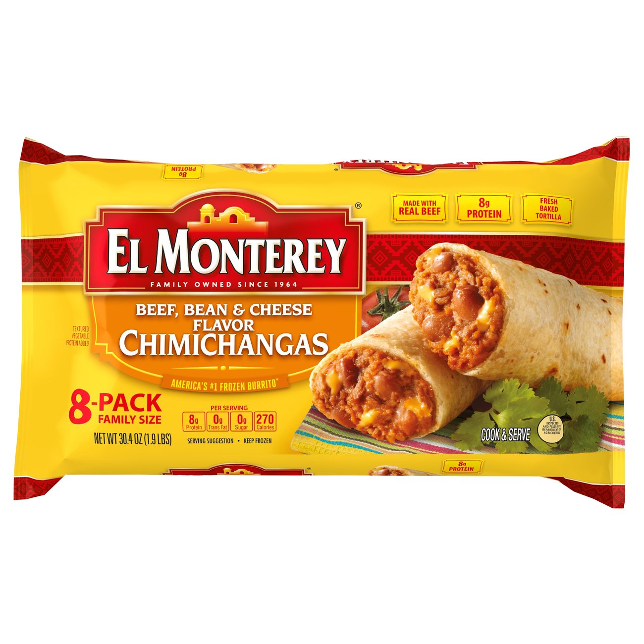El Monterey Beef, Bean & Cheese Flavor Chimichangas Shop Entrees