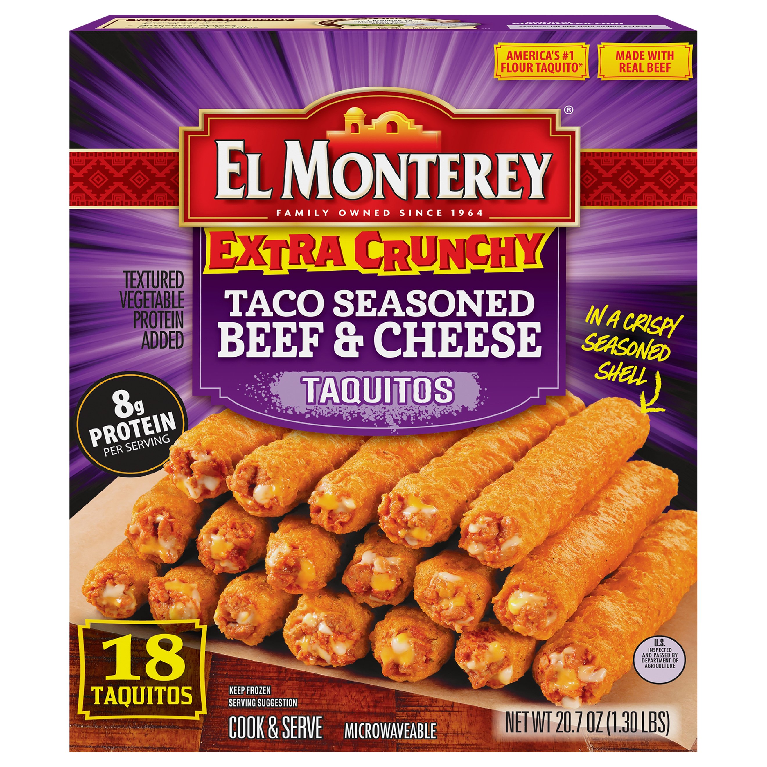 El Monterey Extra Crunchy Taco Seasoned Beef & Cheese Taquitos Shop