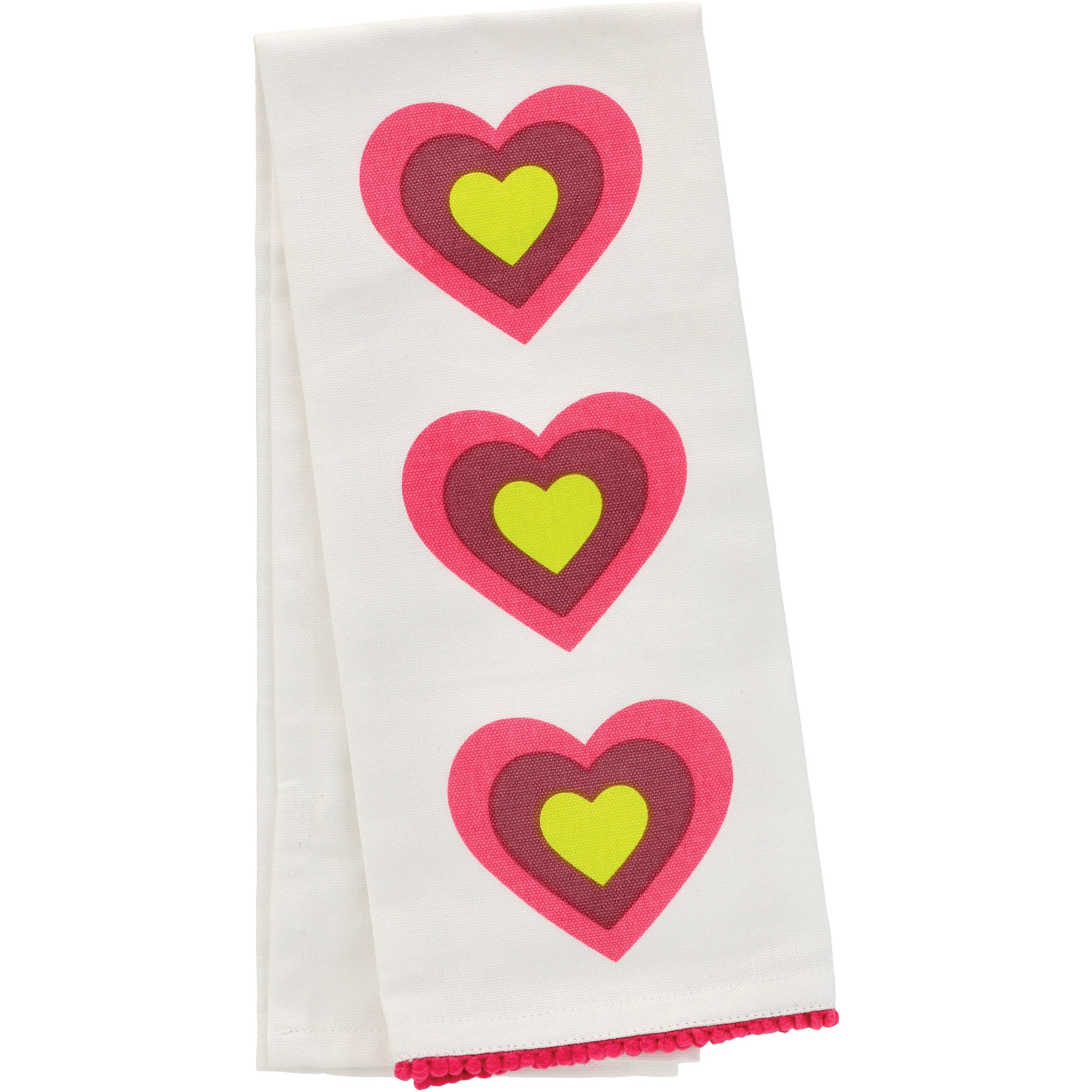 Happy Valentines Day XOXO Embroidered Waffle Weave Cotton Kitchen Towel