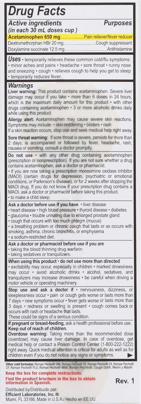 Rompe Pecho Nighttime Cold & Flu Relief - Honey; image 2 of 2