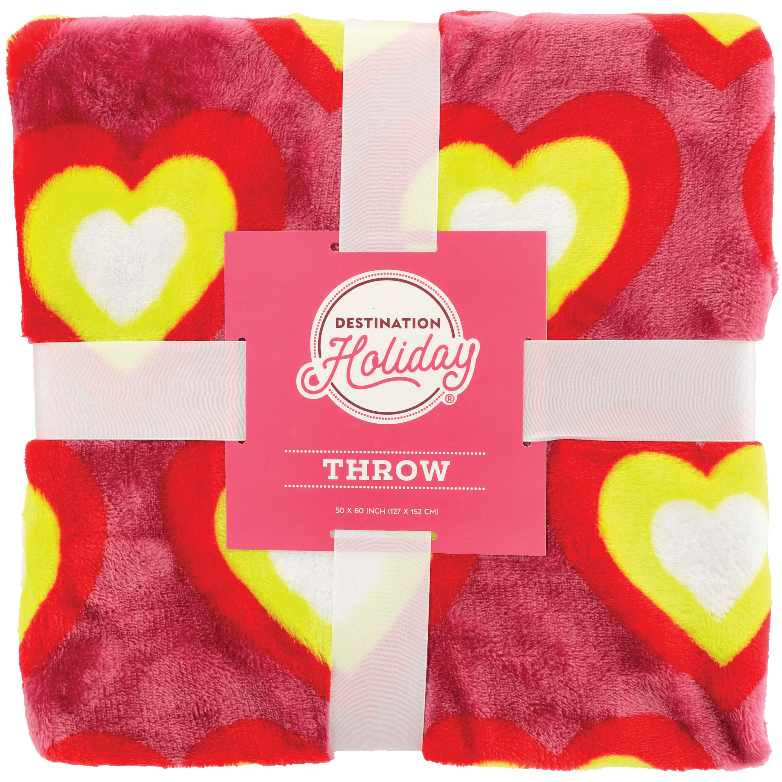 Destination Holiday Plush Throw Blanket Purple With Hearts Shop Blankets & Throws at HEB