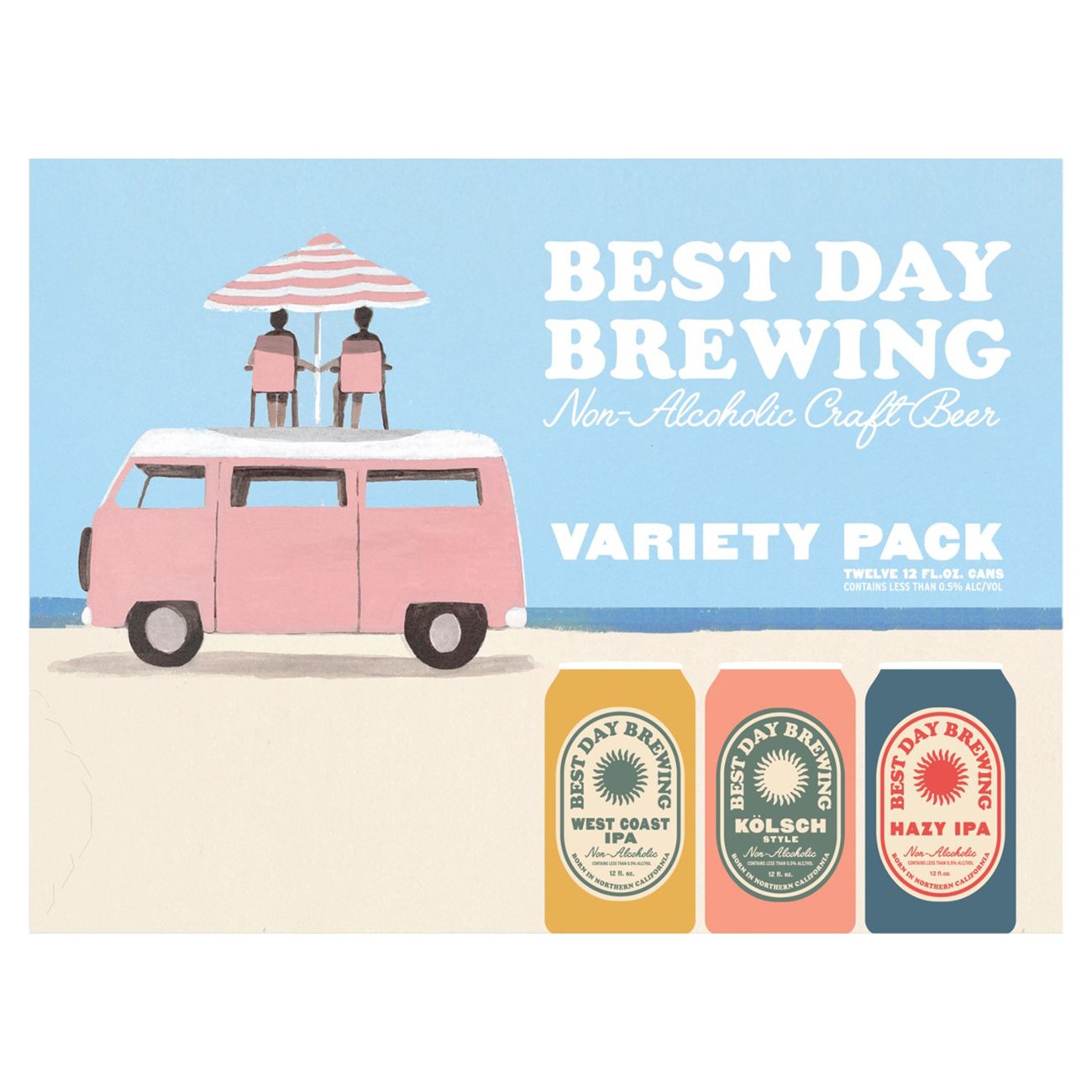 Best Day Brewing Non Alcoholic Variety Craft Beer 12 pk Cans, 12 oz