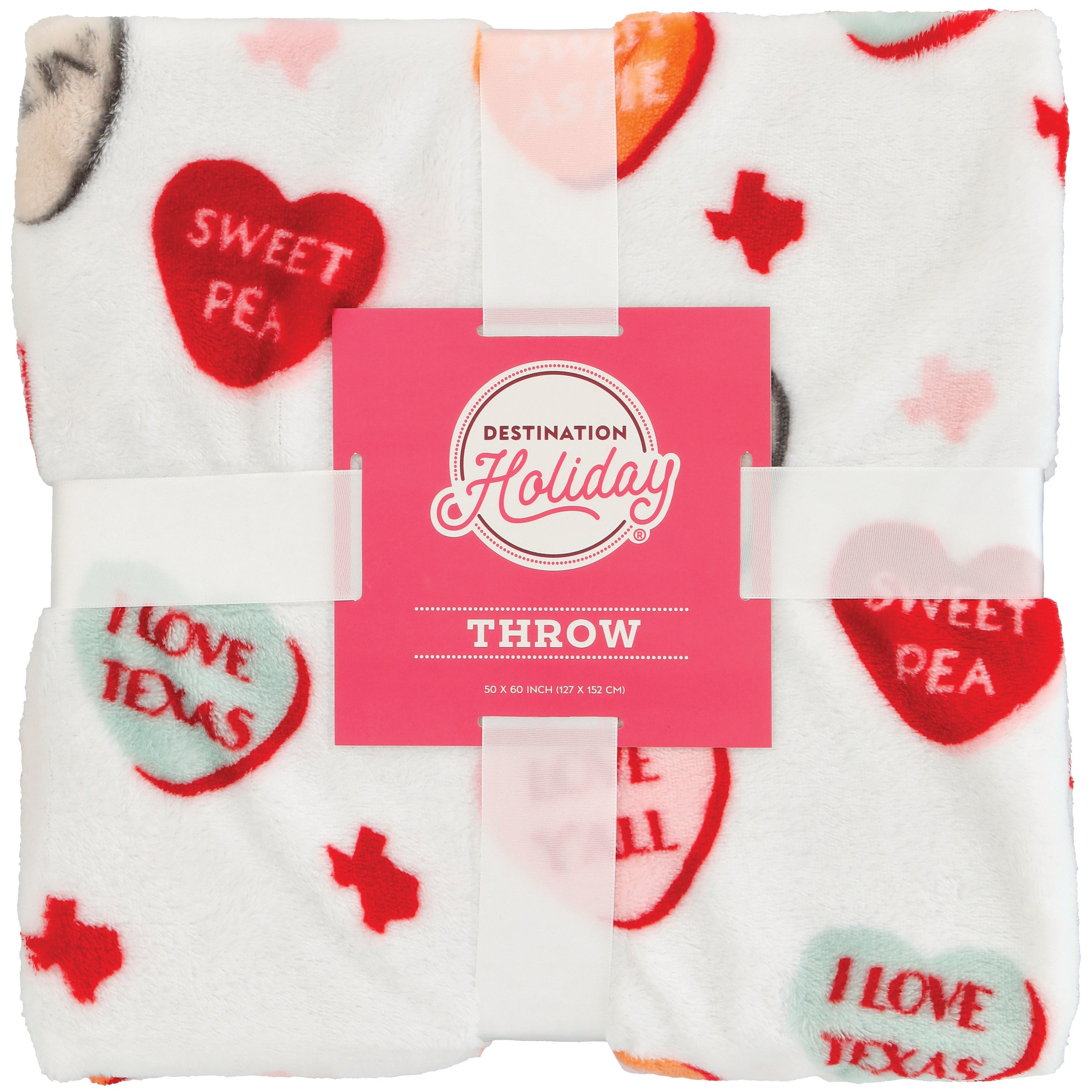 Destination Holiday Plush Throw Blanket Conversation Heart Shop
