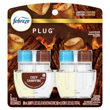Febreze Plug Cozy Campfire Scented Oil Refill, 2 ct