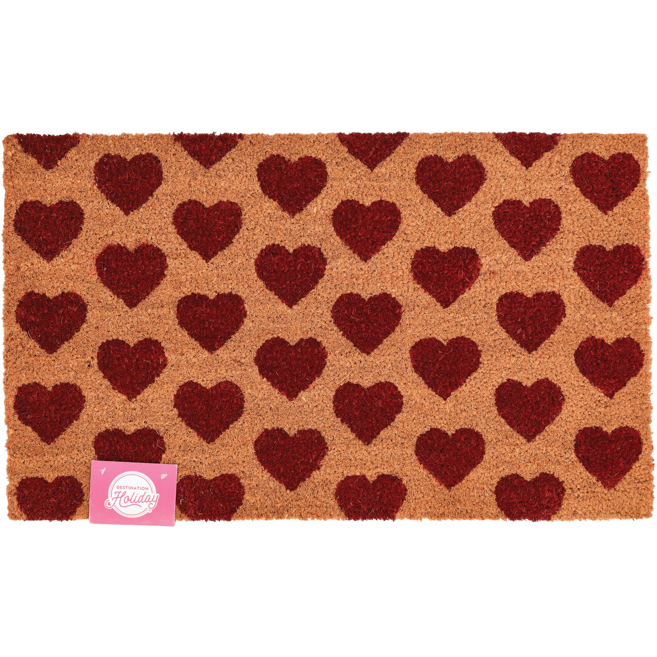 Destination Holiday Coir Doormat - All Over Red Hearts - Shop Seasonal ...