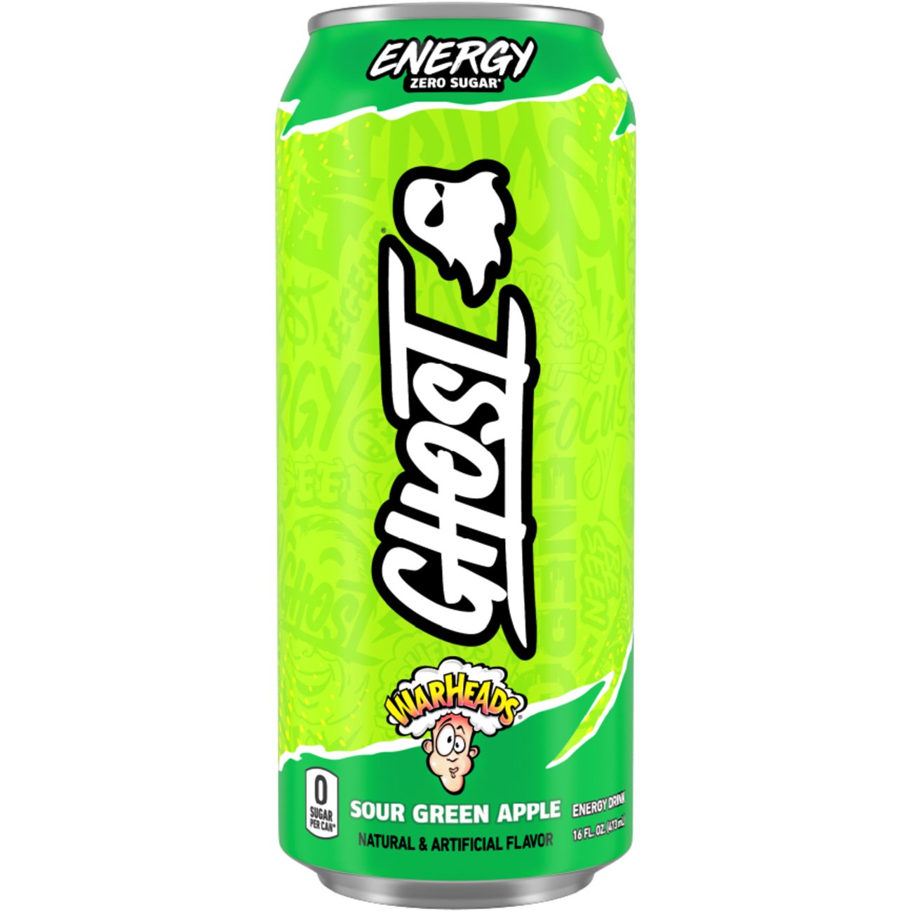 Ghost Zero Sugar Warheads Sour Green Apple Energy Drink, 16 oz