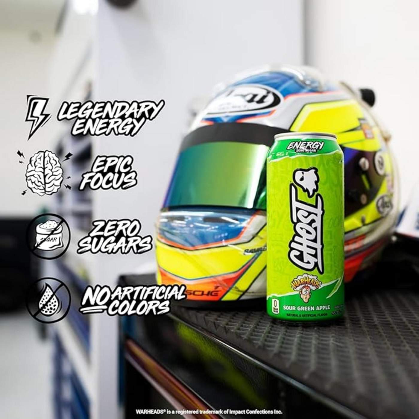 Ghost Zero Sugar Warheads Sour Green Apple Energy Drink; image 3 of 6