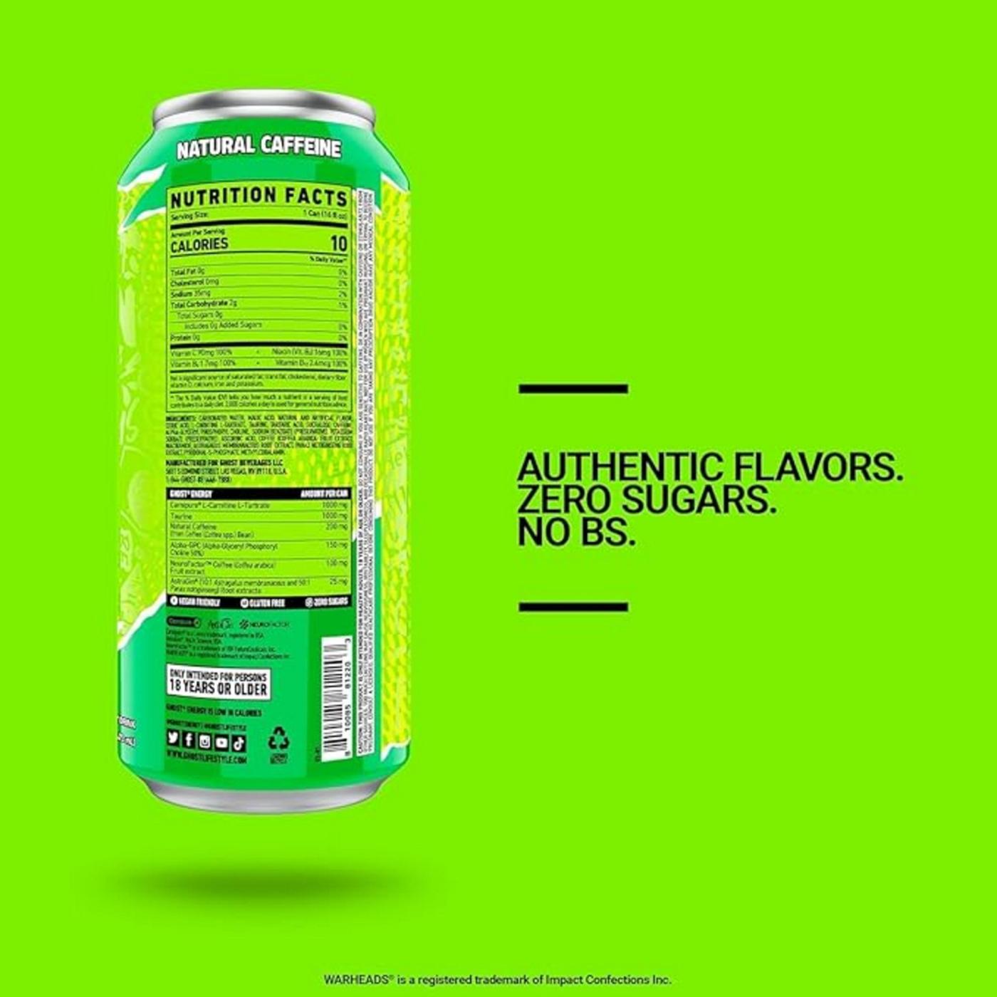 Ghost Zero Sugar Warheads Sour Green Apple Energy Drink; image 4 of 6