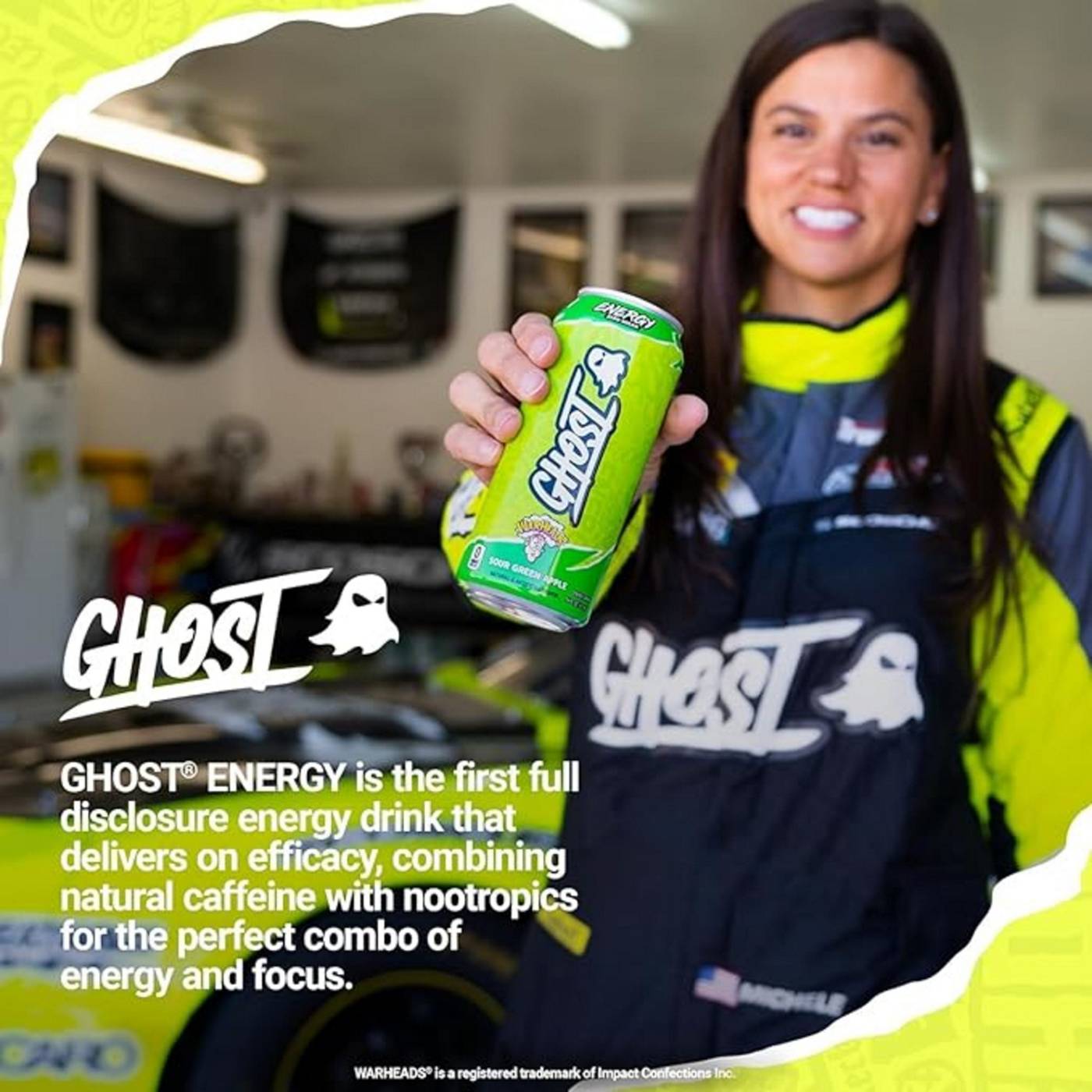 Ghost Zero Sugar Warheads Sour Green Apple Energy Drink; image 5 of 6