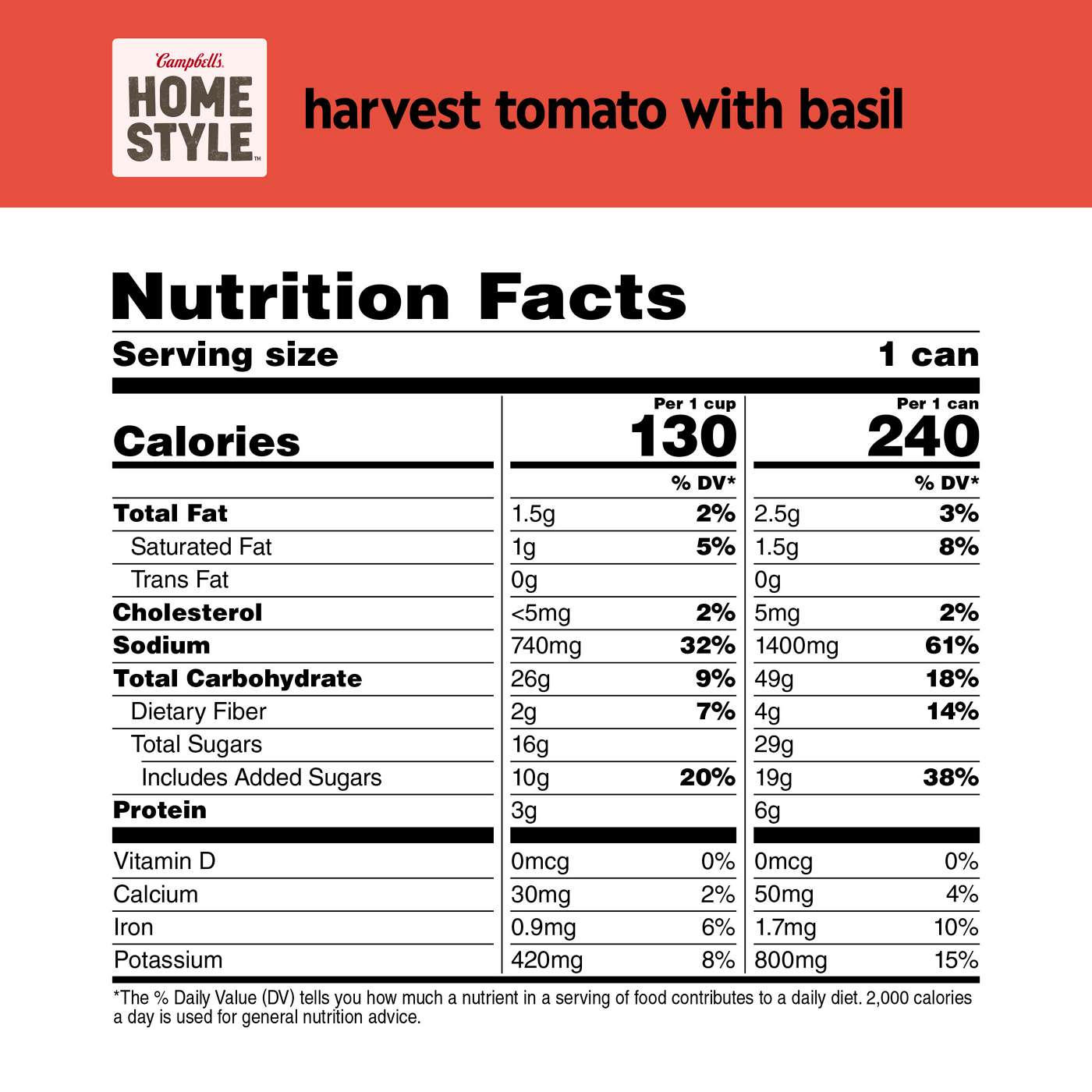 Campbell's Homestyle Harvest Tomato Soup With Basil Soup; image 5 of 8