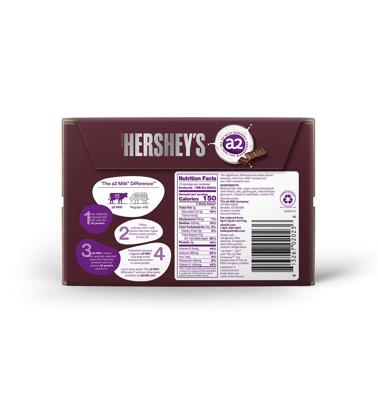 a2 Milk 2% Reduced Fat Hershey's Chocolate Milk 8 oz Boxes; image 3 of 6